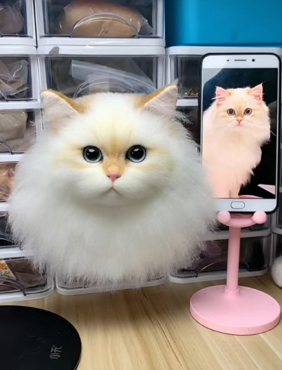 #02   Woolfelt 3D Cat Head (long hair, simple color) | MeetPet