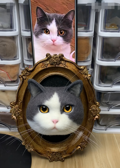 #01   Woolfelt 3D Cat Head (short hair) | MeetPet