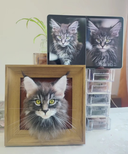 #03 Woolfelt 3D Cat Head (long hair multiple colors) | MeetPet
