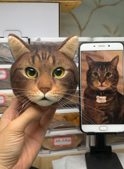 #01   Woolfelt 3D Cat Head (short hair) | MeetPet