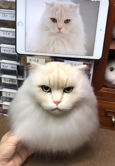 #02   Woolfelt 3D Cat Head (long hair, simple color) | MeetPet