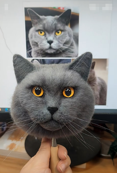 #01   Woolfelt 3D Cat Head (short hair) | MeetPet