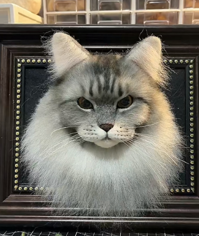 #03 Woolfelt 3D Cat Head (long hair multiple colors) | MeetPet