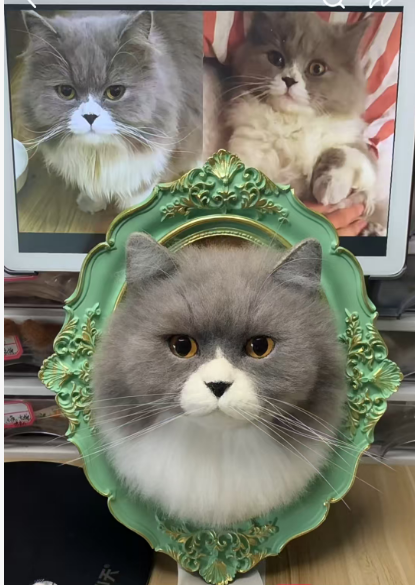 #02   Woolfelt 3D Cat Head (long hair, simple color) | MeetPet